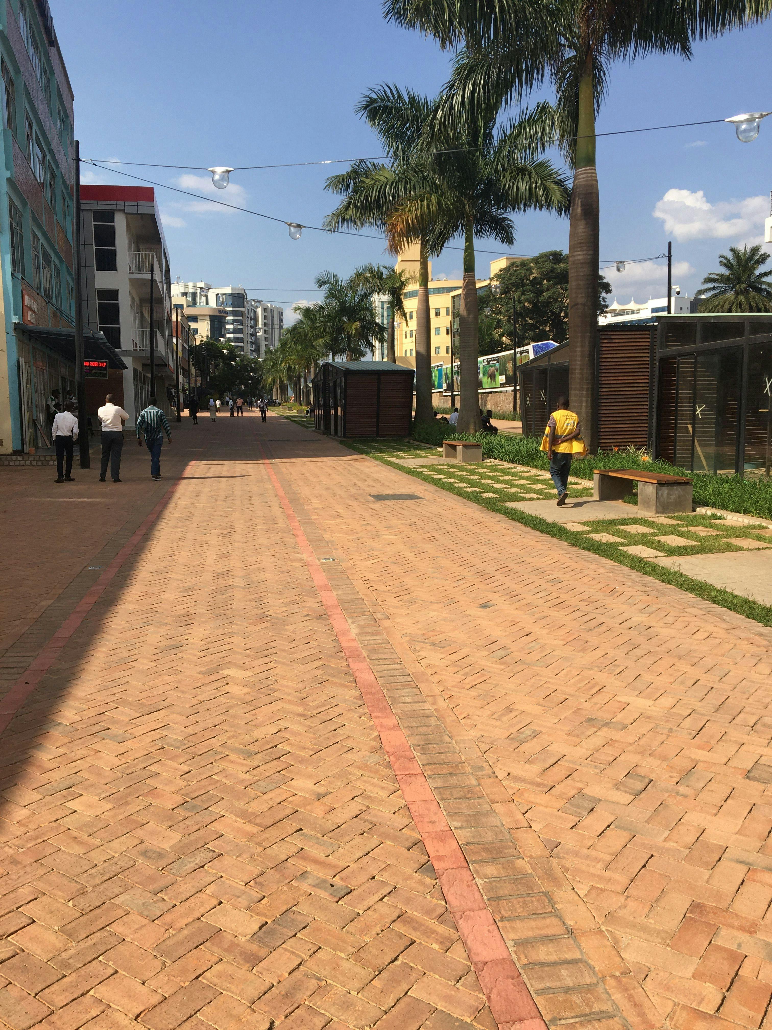 Walking in the newly completed car free zone in Kigali